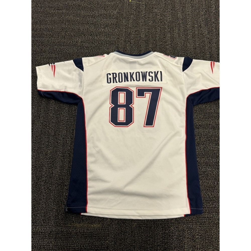 Rob Gronkowski Reebok New England Patriots Authentic On-Field White Youth XL - Picture 7 of 8